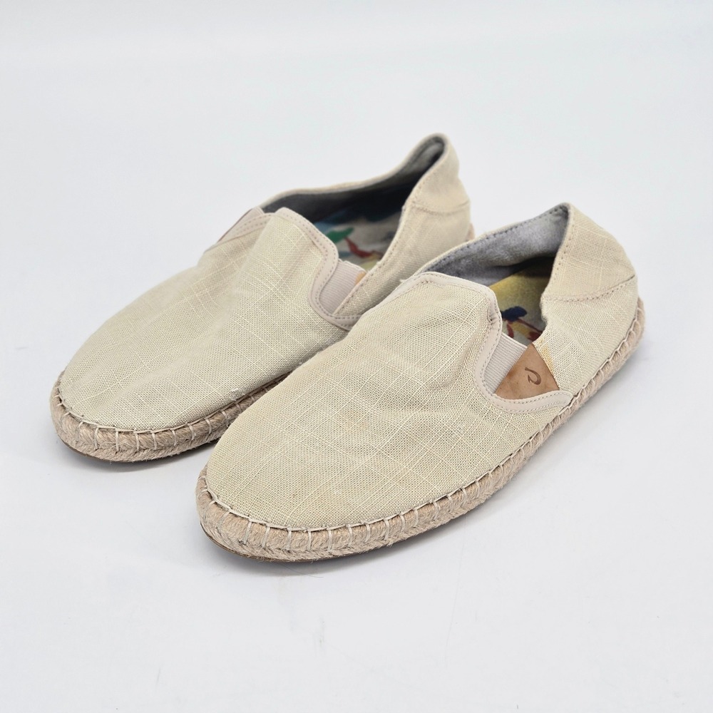 Olukai Kaula Paa‎ Kapa Oatmeal Beige Espadrille Slip On Shoes Flats Women 8 VGUC